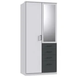 Riidekapp+peegel Cottbus 2u4s valge/grafiit