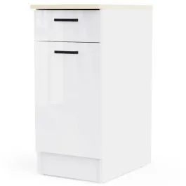 Alumine köögikapp Bianco 1u1s valge kõrgläige/tamm