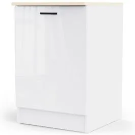 Alumine köögikapp Bianco 1u valge kõrgläige/tamm