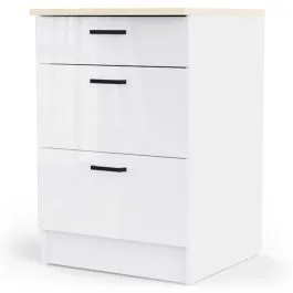 Alumine köögikapp Bianco 3s valge kõrgläige/tamm