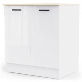 Alumine köögikapp Bianco 2u valge kõrgläige/ tamm