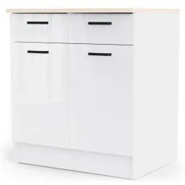 Alumine köögikapp Bianco 2u2s valge kõrgläige/tamm