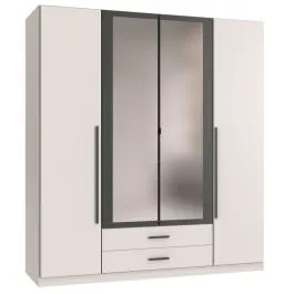 Riidekapp+peegel Marburg 2u2s valge/grafiit