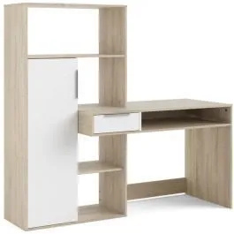 Kirjutuslaud riiuliga Function tamm/valge