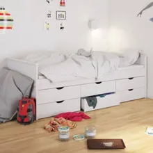 Voodi+kuus sahtlit Alba 90x200 valge