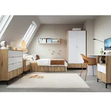 Riidekapp Ricko valge/tamm