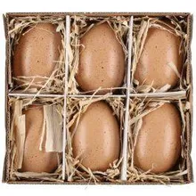 Dekoratiivsed munad karbis 6tk naturaalne pruun