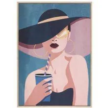 Seinapilt Lady With Hat 50x70 sinine
