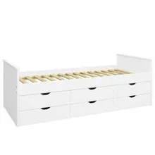 Voodi+kuus sahtlit Alba 90x200 valge