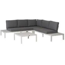 Aiamööbli komplekt nurgadiivan+laud La Vida hall/valge