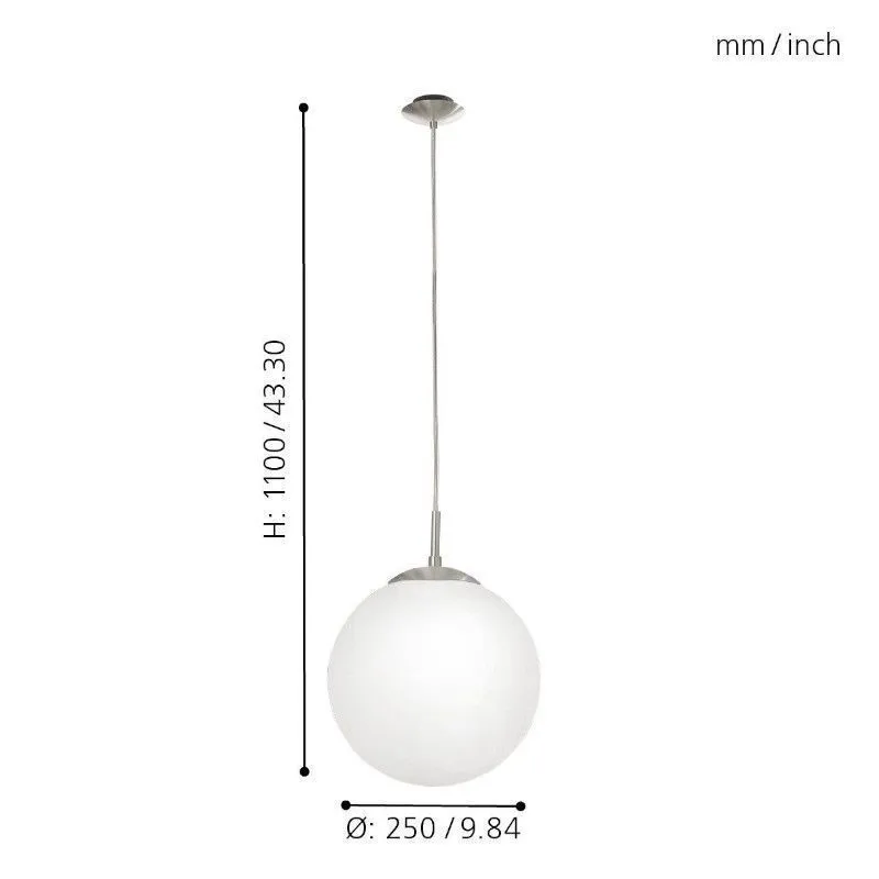 Ripplamp Eglo Rondo D25 valge/hõbe