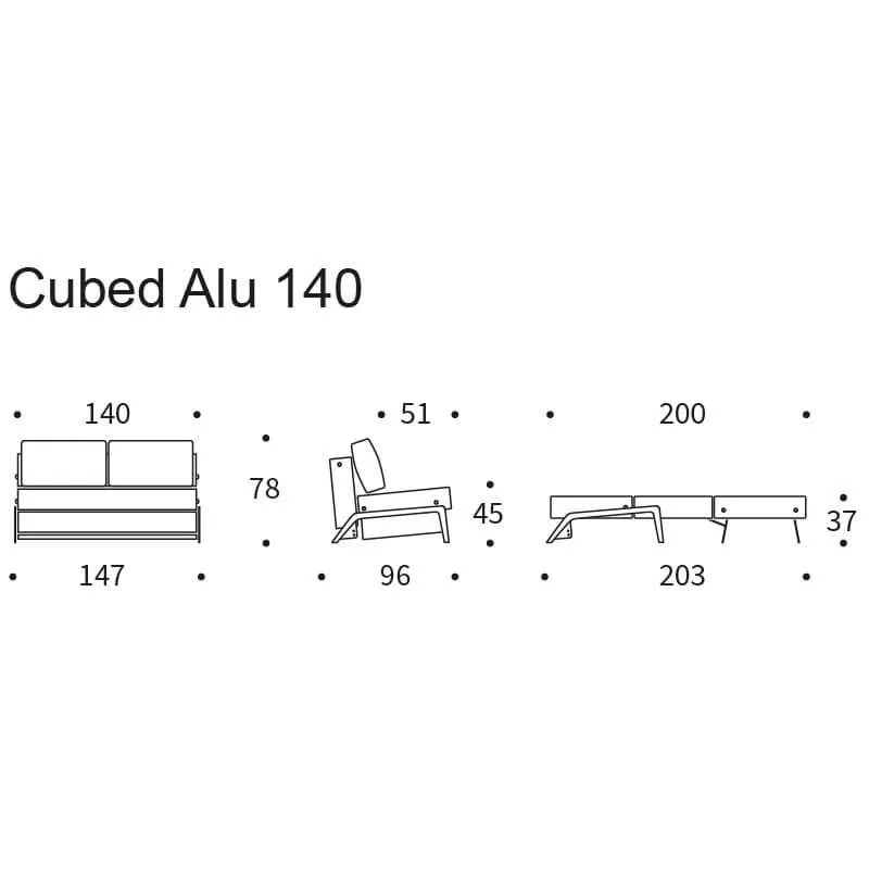 Innovation diivanvoodi Cubed 140 alumiinium/hall