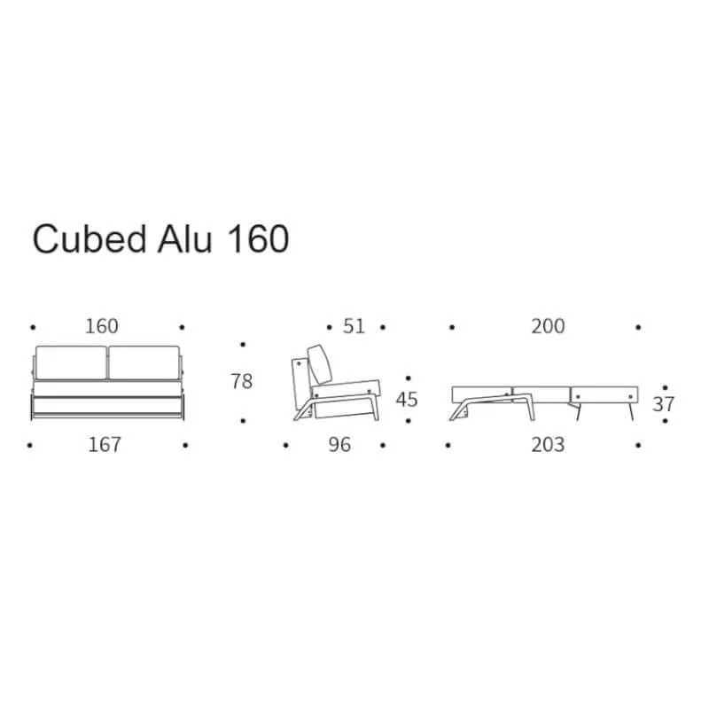 Innovation diivanvoodi Cubed 160 alumiinium/beež