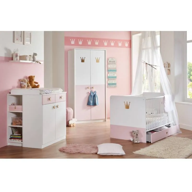 Riidekapp Cindy2 valge/roosa