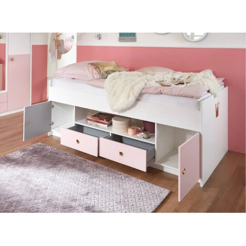Voodi Cindy2 90x200 valge/roosa