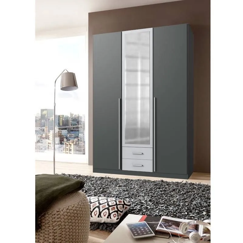 Riidekapp peegliga Dover grafiit/helehall