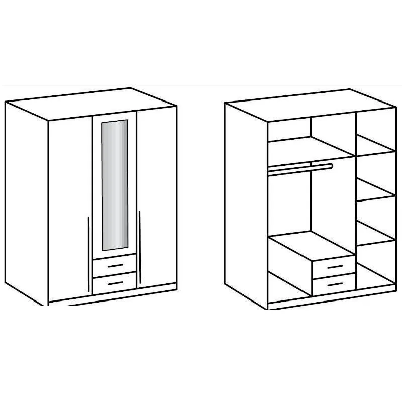 Riidekapp peegliga Dover grafiit/helehall