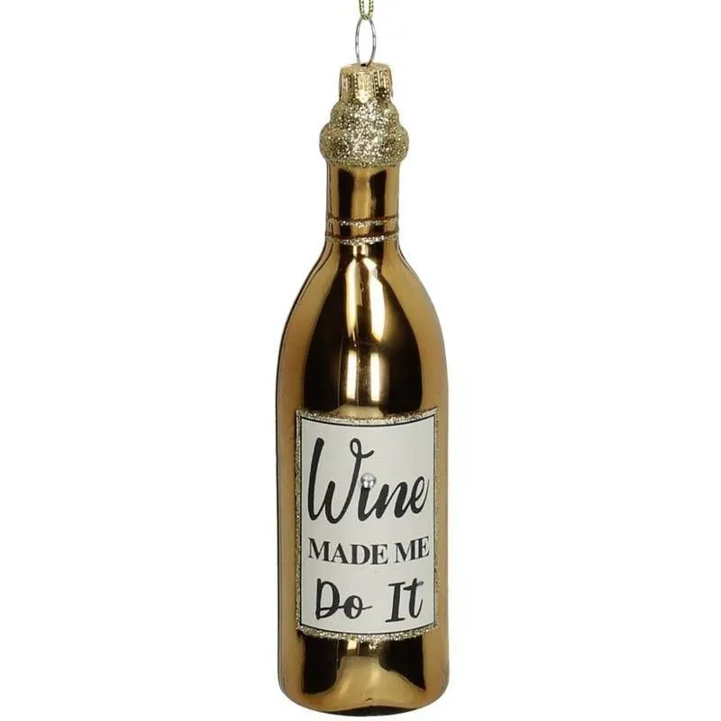 Jõulukaunistus Wine Made Me Do It kuldne H14cm