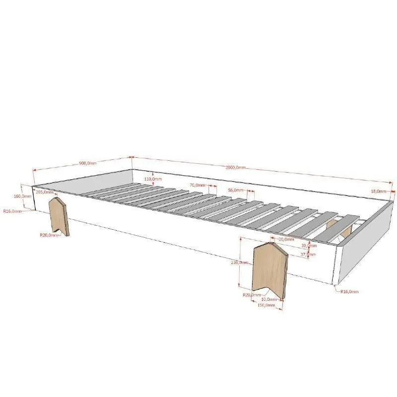 Moodulvoodi Modulo 90x200 valge arrow