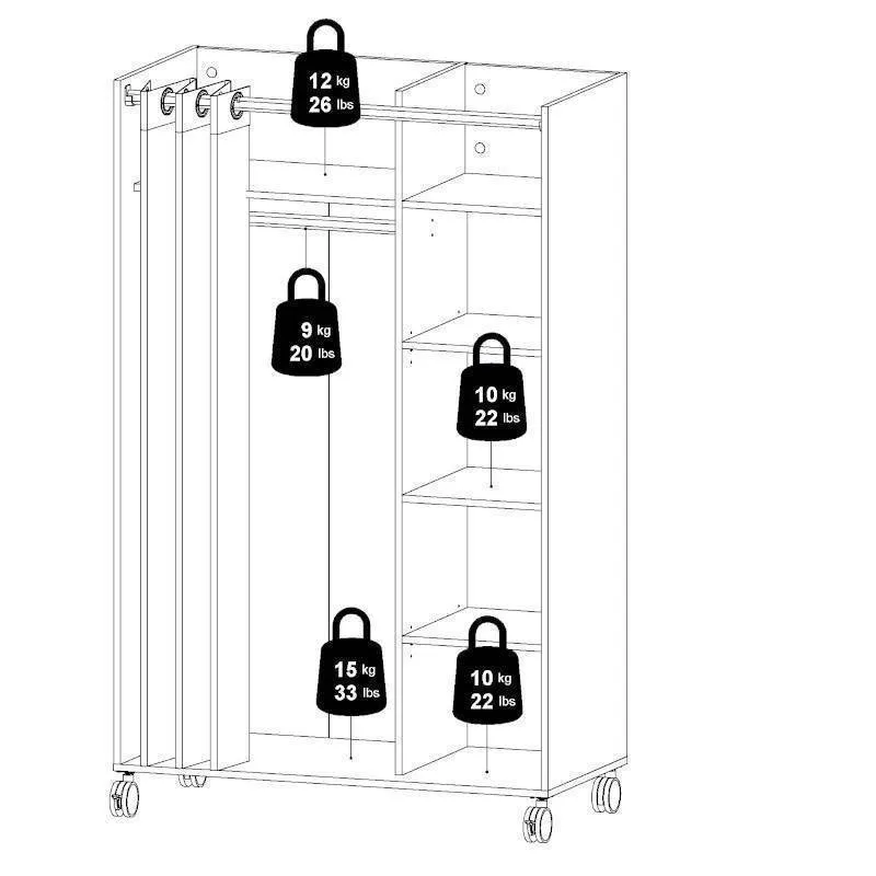 Mobiilne riidekapp Kit hickory