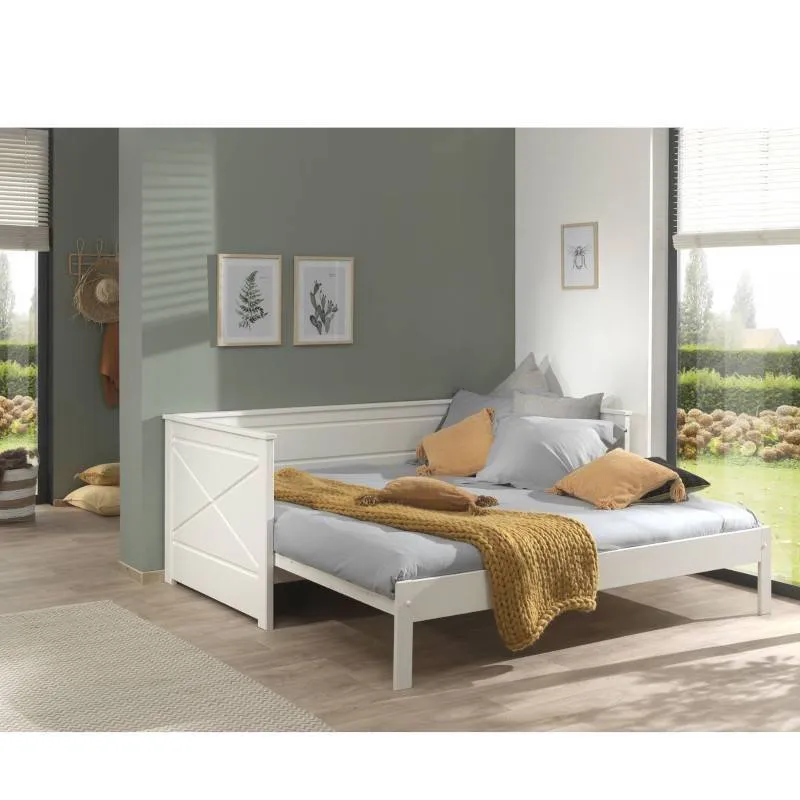 Laiendatav voodi Pino 90-180x200 valge