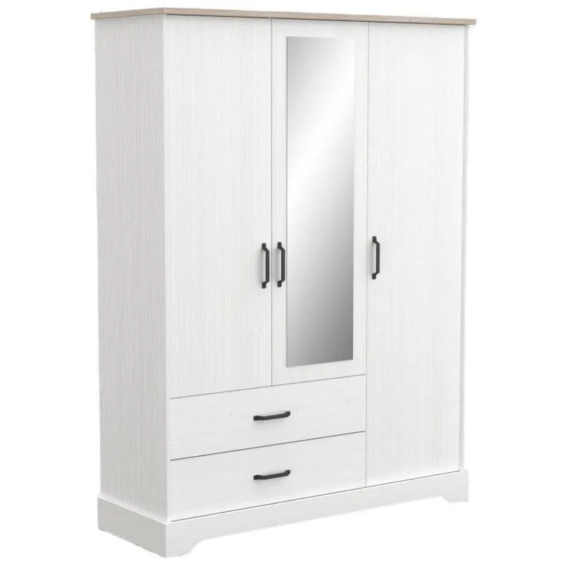 Riidekapp peegliga Cottage 3u2s kronberg/valge