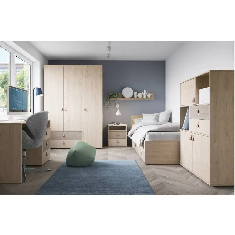 Voodi Denim 90x200+sahtel beež/hall