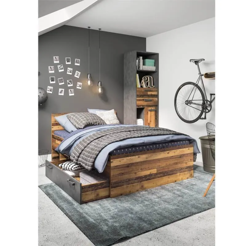 Voodi Nubi 90x200 pruun/betoon