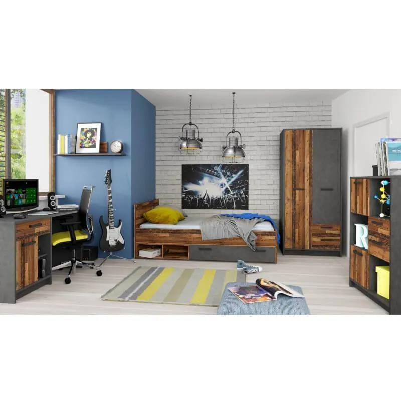 Voodi Nubi 90x200 pruun/betoon