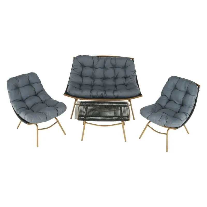 Aiamööbli komplekt Galante diivan+2 tugitooli+laud hall/beež