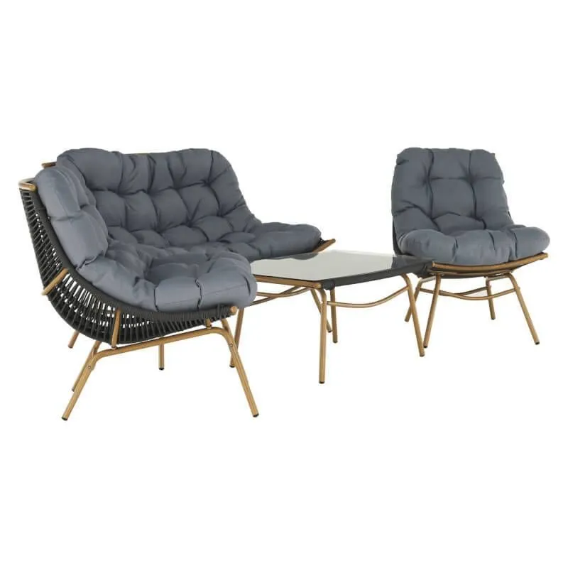 Aiamööbli komplekt Galante diivan+2 tugitooli+laud hall/beež