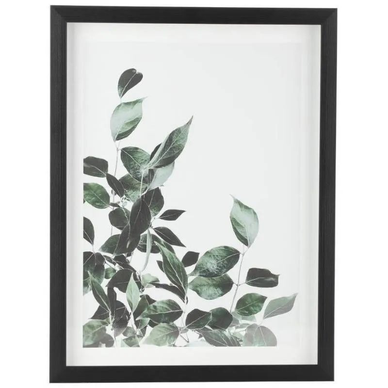 Seinapilt Leaves 32x42.5 must/roheline