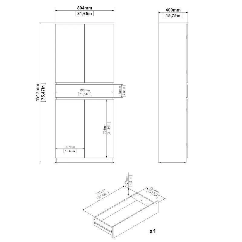 Esikukapp Naia hickory/valge