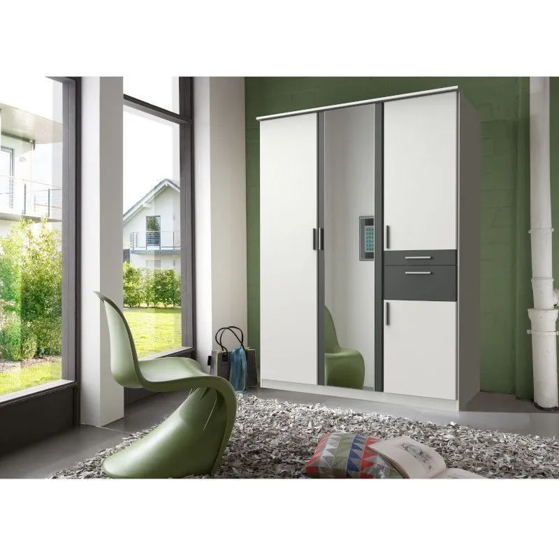 Riidekapp Koblenz valge/grafiit