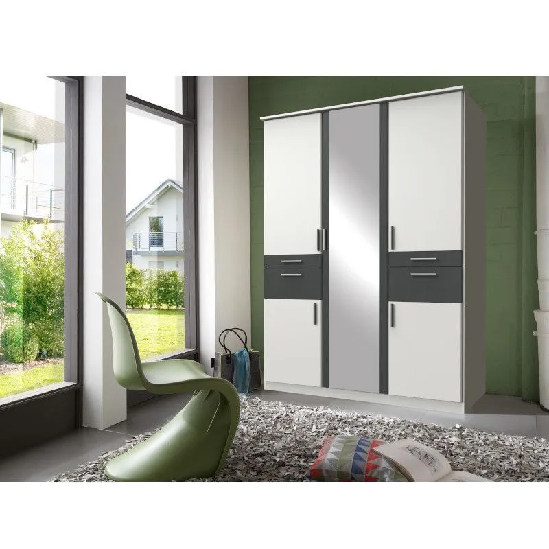 Riidekapp Koblenz valge/grafiit