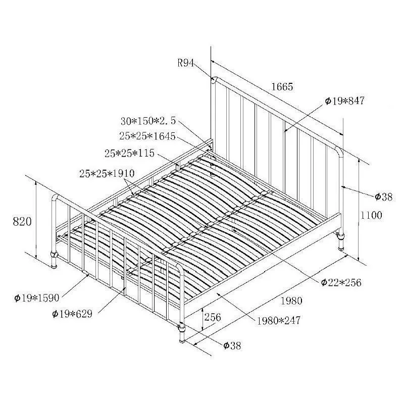 Voodi Bronxx 160x200 tumesinine