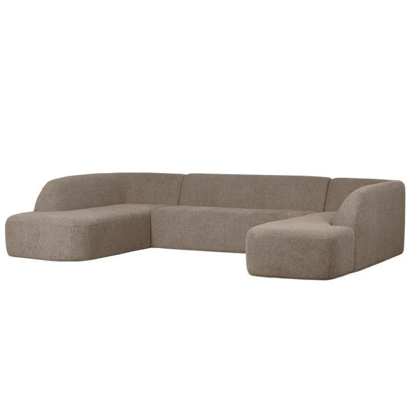 WOOOD U-kujuline diivan Sloping helepruun