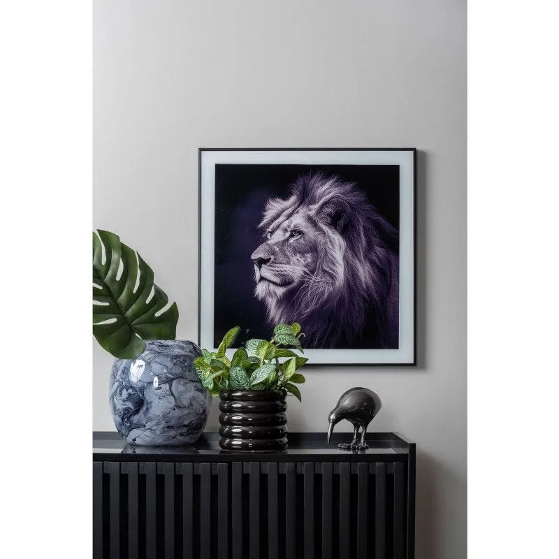 Seinapilt Lion 50x50 must/valge