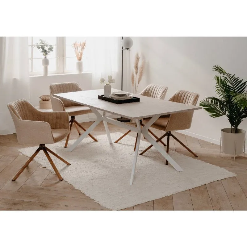 Söögilaud Onex 90x180 liivakivi/valge