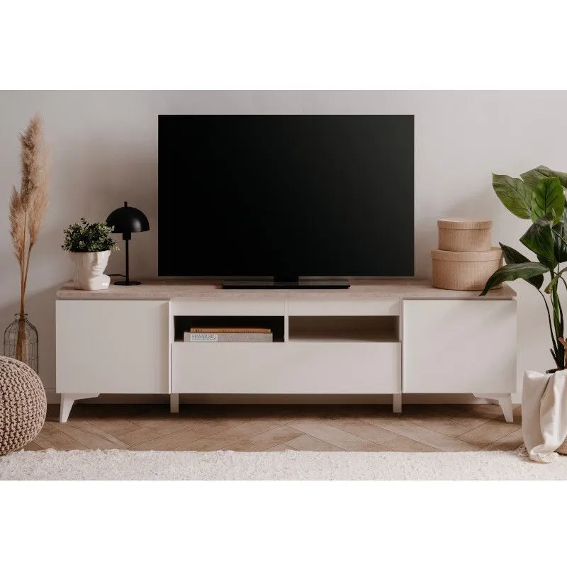 Tv-alus Bertrix 177x40 liivakivi/valge