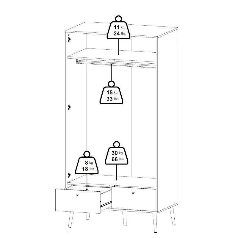 Riidekapp Bodo 99x58 valge