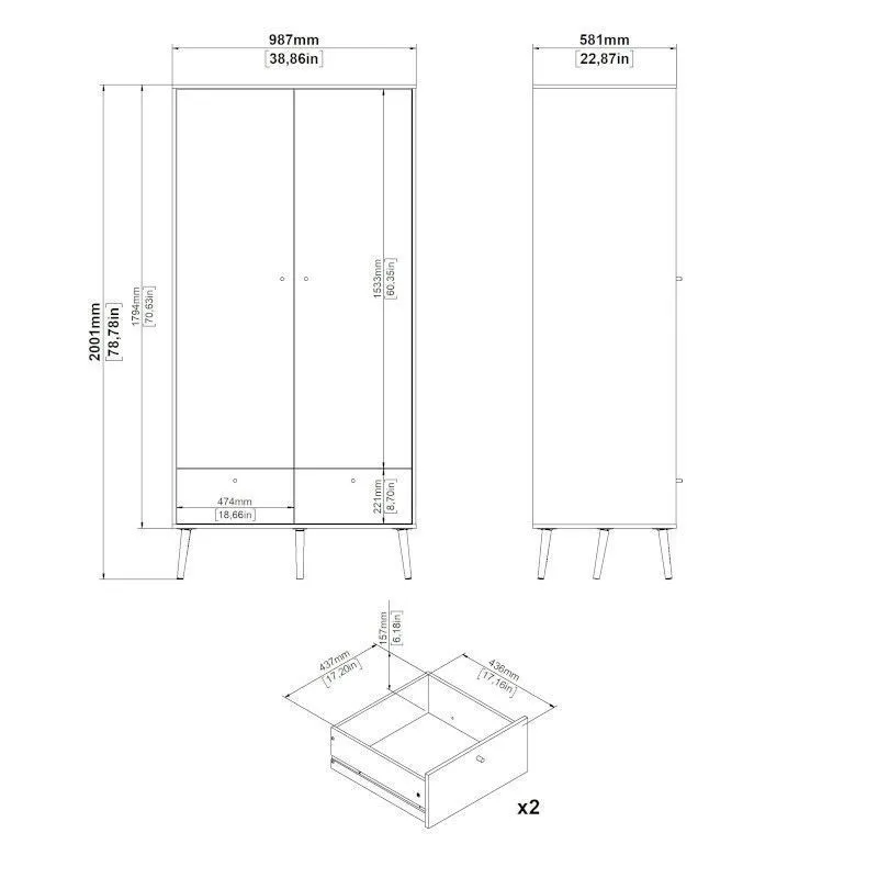 Riidekapp Bodo 99x58 valge