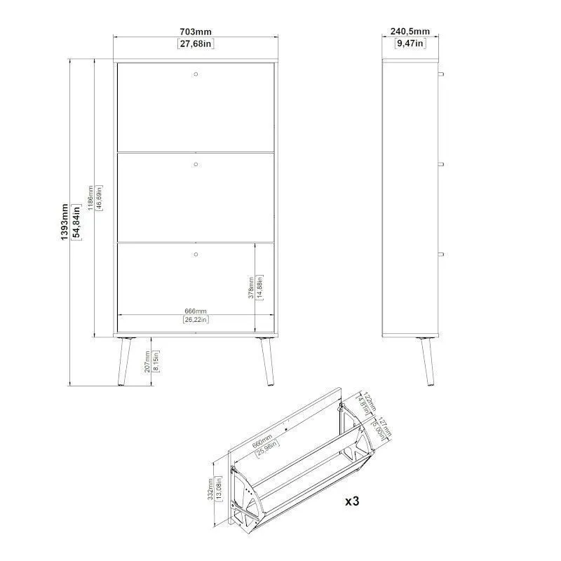 Jalanõudekapp Bodo 70x24 valge