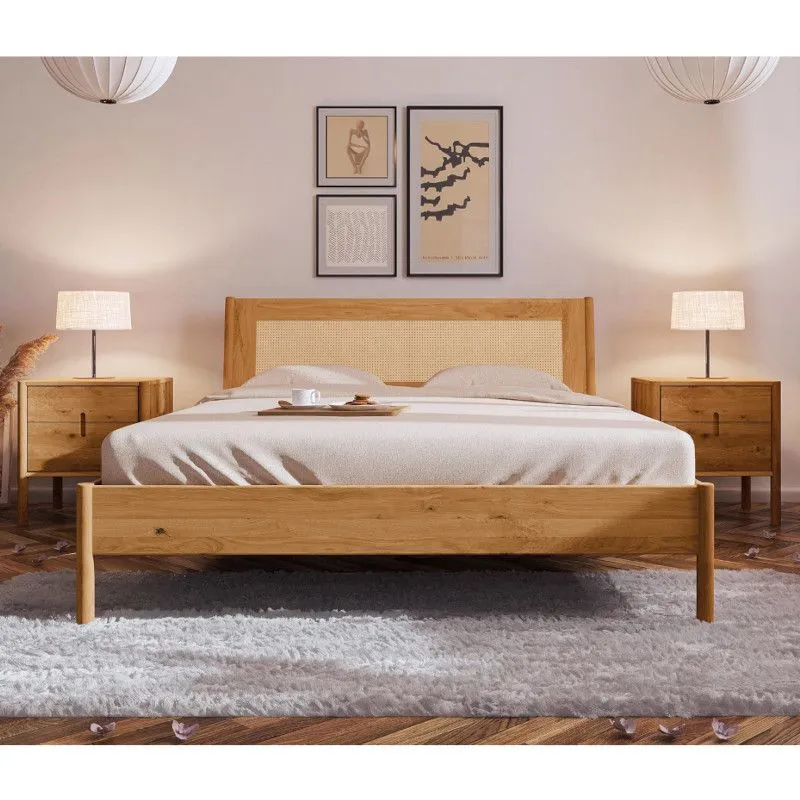 Voodi Rhett-Pl 140x200 õlitatud tamm/rotang