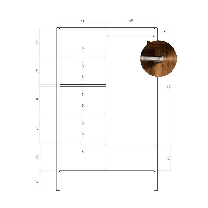 Riidekapp Rhett-Pl 109x60 õlitatud tamm/rotang