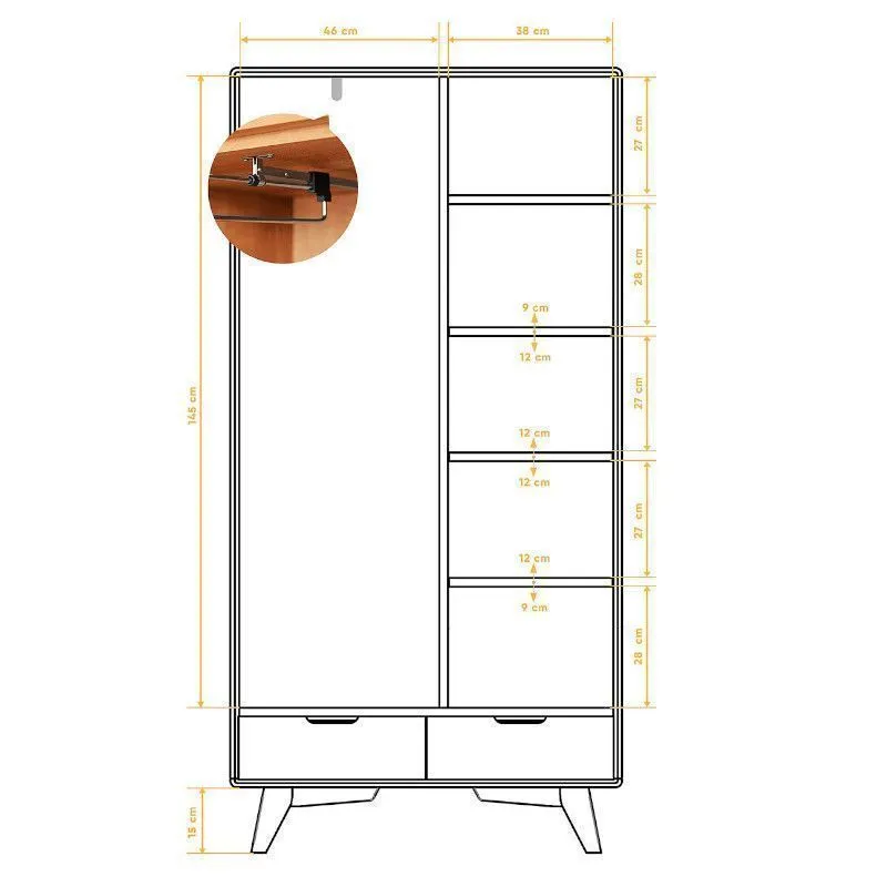 Riidekapp Rhett-Gr 90x45 õlitatud tamm