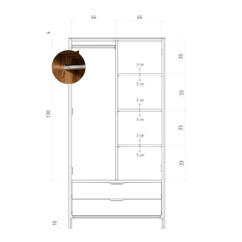 Riidekapp Rhett-Tw 95x60 õlitatud tamm