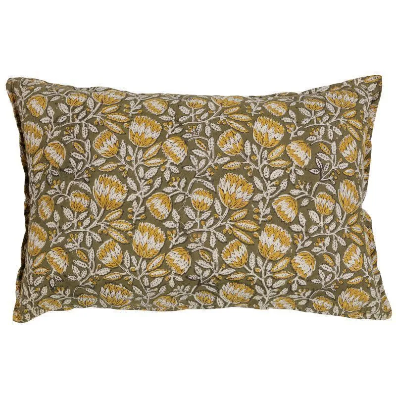 WOOOD Dekoratiivpadi Bloom 60x40 pruun/roheline