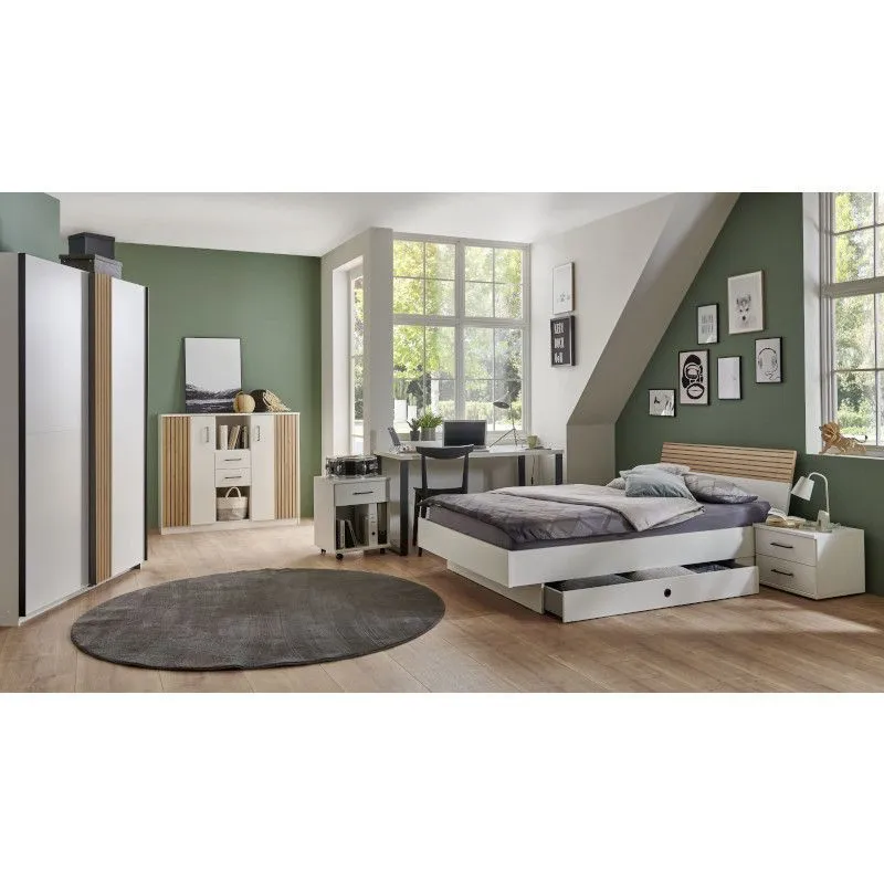Riidekapp Rügen 135x65 valge/artisan