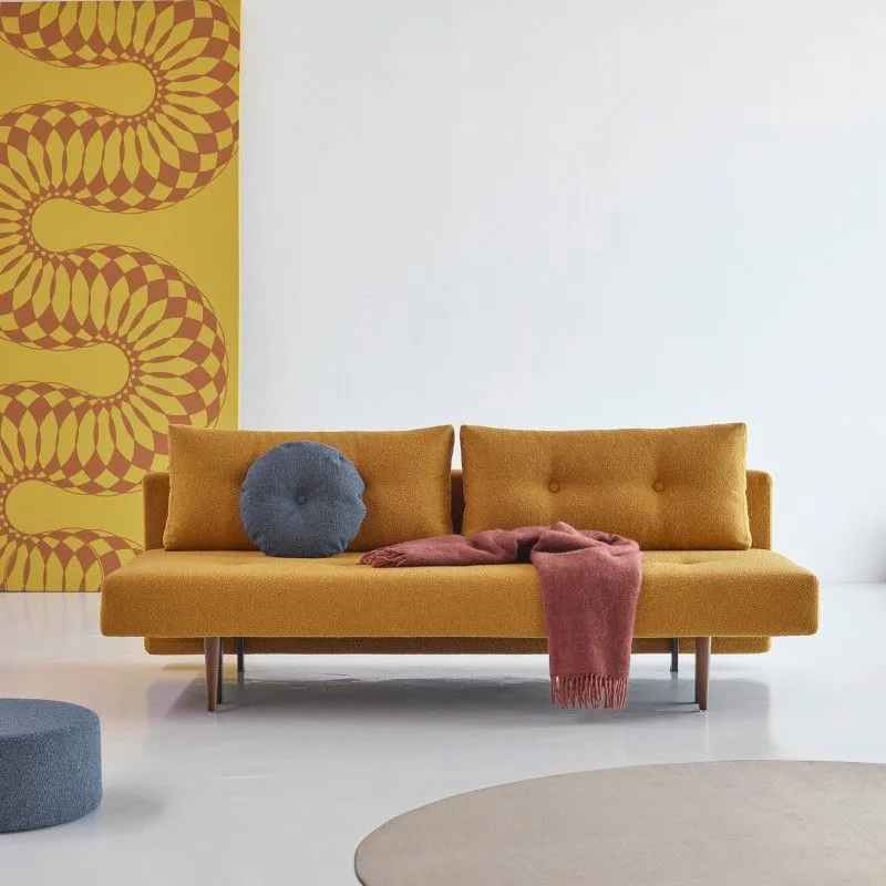 Innovation diivanvoodi Recast Plus kollane/tumepruun